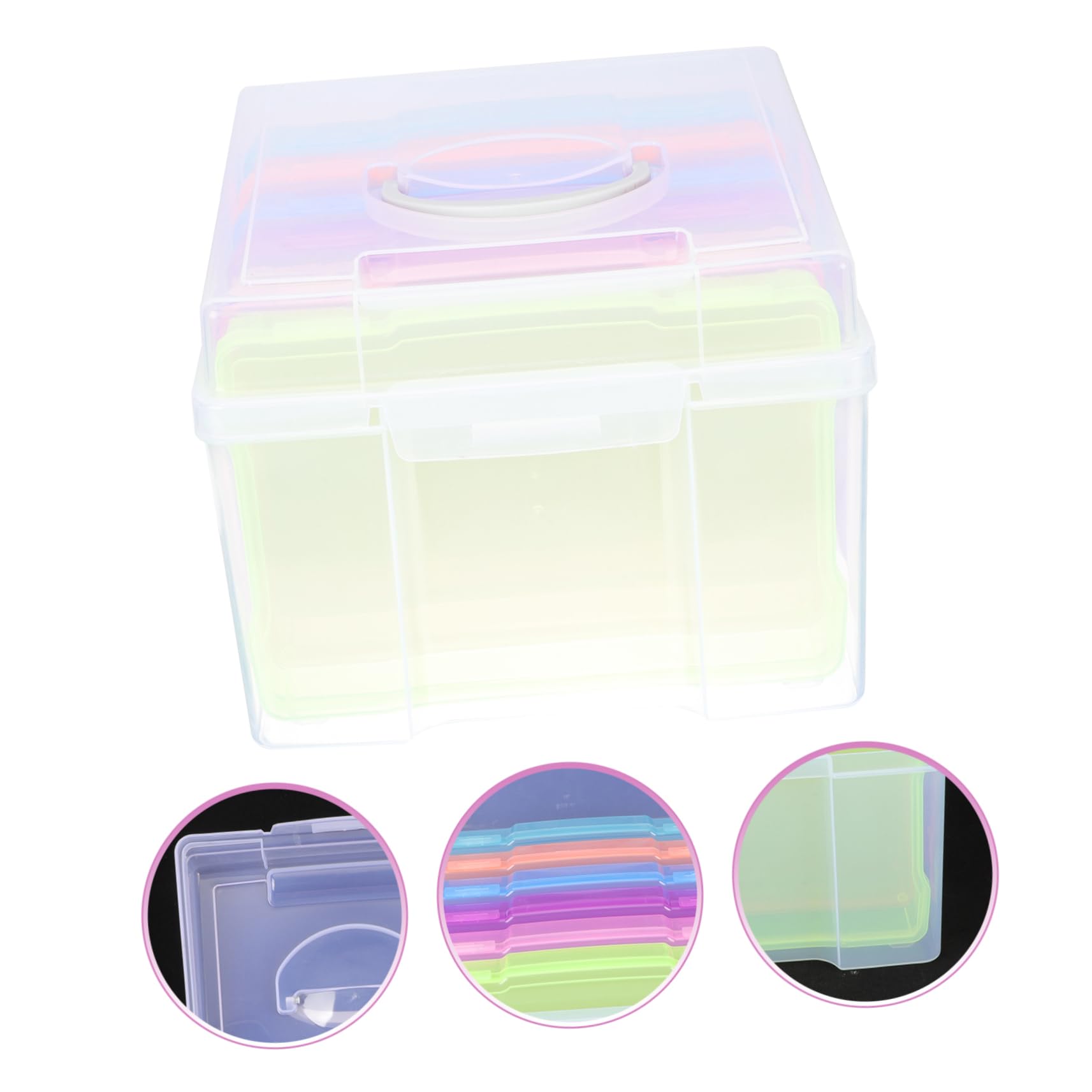 Gatuida Fotobox aus Tragbare Aufbewahrungsbox für Fotos Grußkartenorganizer zur Organisation von Kleinteilen Postkartenbox Langlebig und Stabil