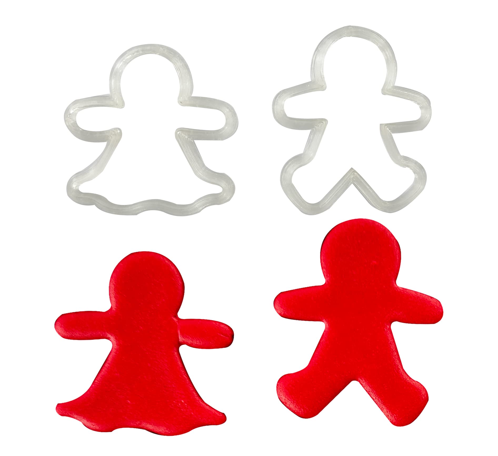 JSA 2pcs Gingerbread Man Cookies Fondant and Dough Cutter and Imprint, Drawing Stencils, Kids Educational Toys