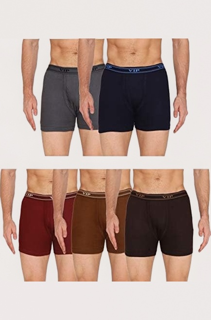 Men's Cotton Interlock Trunks (Pack of 5) Color May Vary