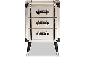 Baxton Studio Dilan Antique Silver Industrial Trunk Inspired Nightstand