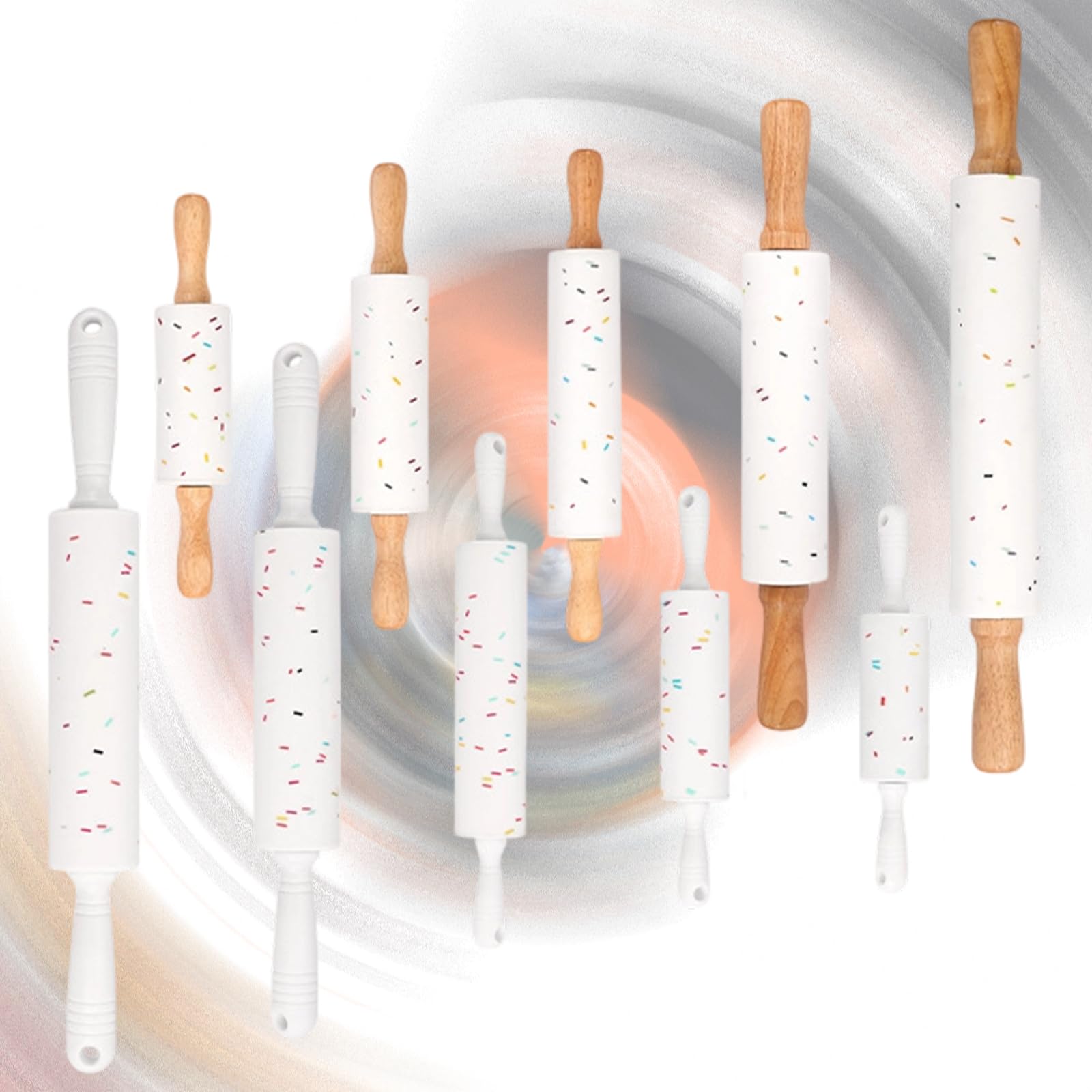 Rodillo de silicona compacto moteado de 5 piezas de fácil limpieza con superficie antiadherente rodillo profesional antiadherente rodillo antiadherente para hornear