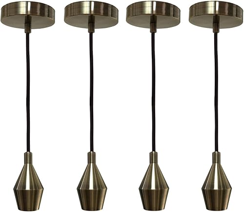 Miniatura 77 de Royal Designs, Inc. Iluminación colgante colgante, enchufe de luz colgante sin llave en forma de cilindro y toldo, cobre antiguo con cable de tela