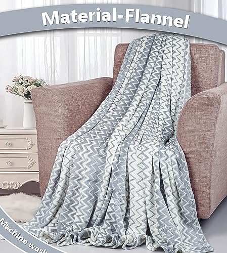 Image of Amazon Brand - Umi Premium Plush AC Blanket - Lightweight Luxurious Soft Zigzag Flannel Blanket, Super Soft Cozy and Comfy for Couch - (Single - 139 x 228 CM, Grey & White)| TC - 200