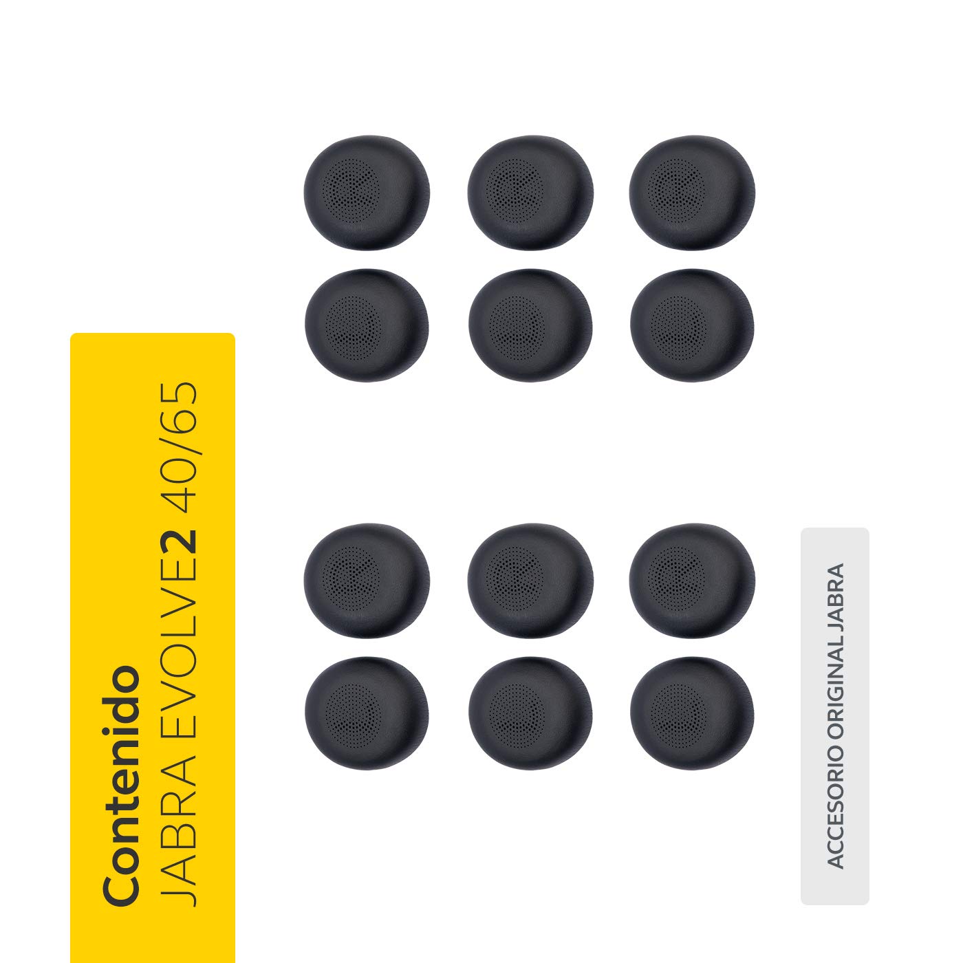 Jabra Cojines para Auriculares Evolve2 40/65 - 6 pares de Almohadillas de Repuesto - Negro