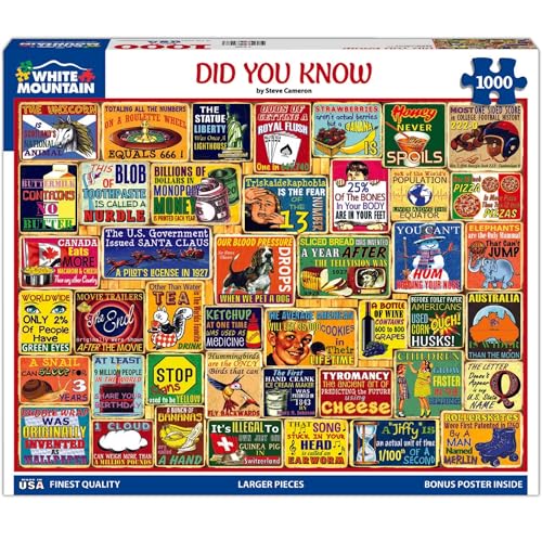 White Mountain 1000 Piece Jigsaw Puzzle for Adults Fun Vintage Collage Large Jigsaw Puzzle Gift for Seniors 24'x30' - Did You Know