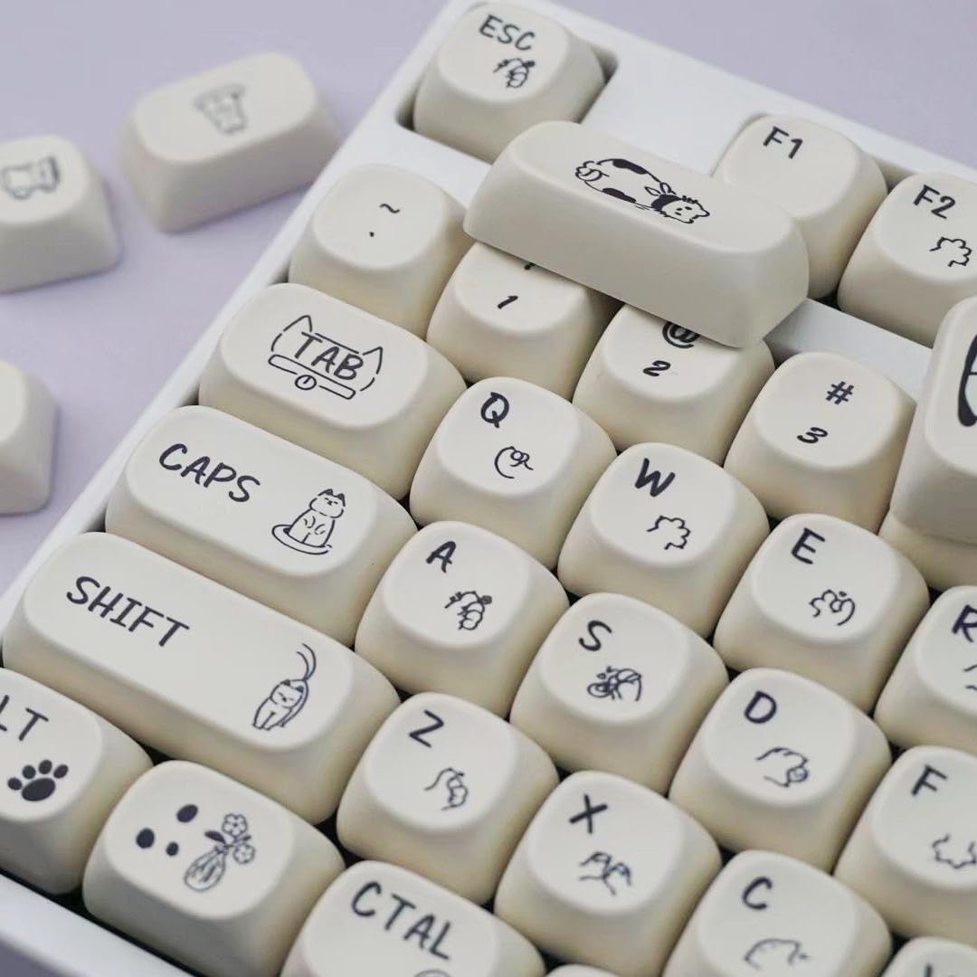 Amazon.co.jp: Mechkeeb 124キー乳白猫テーマキーキャップ MOA