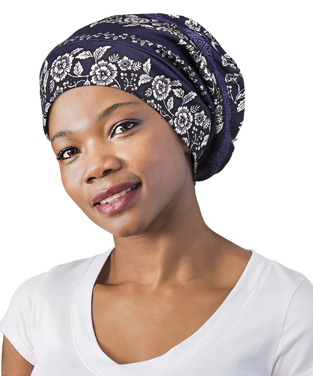 FocusCareSatin Lined Sleep Slouchy Cap Curly Girl Slap Headwear Gifts for Frizzy Hair Women