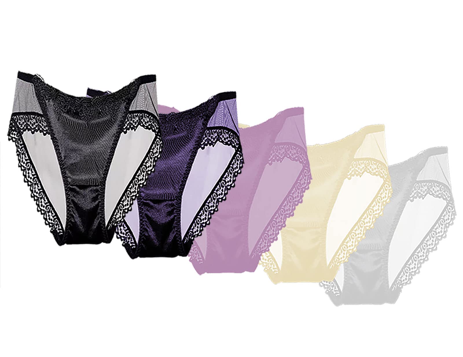 H.Queen Lifetech5-Pack Womens Soft Comfortable Sexy Underwear Silky Lace Panties Ladies Brief for Women
