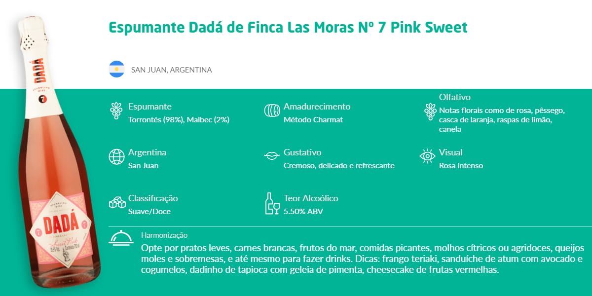 Vinho Espumante Argentino Espumante Dadá de Finca Las Moras Nº 7