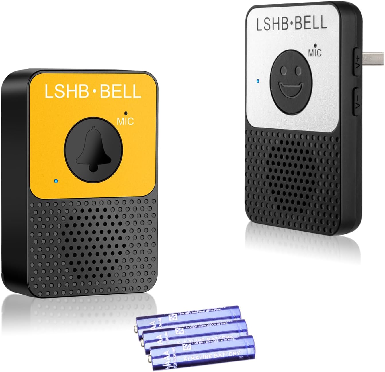 Wireless Doorbell, Full Duplex Intercom DoorBells Kit Hands-Free, 8 Volume Levels, 1000ft Range, Waterproof, LED Flash, Two-way Communication Doorbell with Chime for Home Office, Black