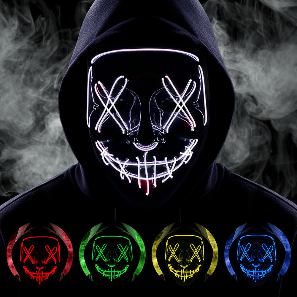 Halloween Masks, Horror Smiles LED Mask, Anonymous Neon Mask