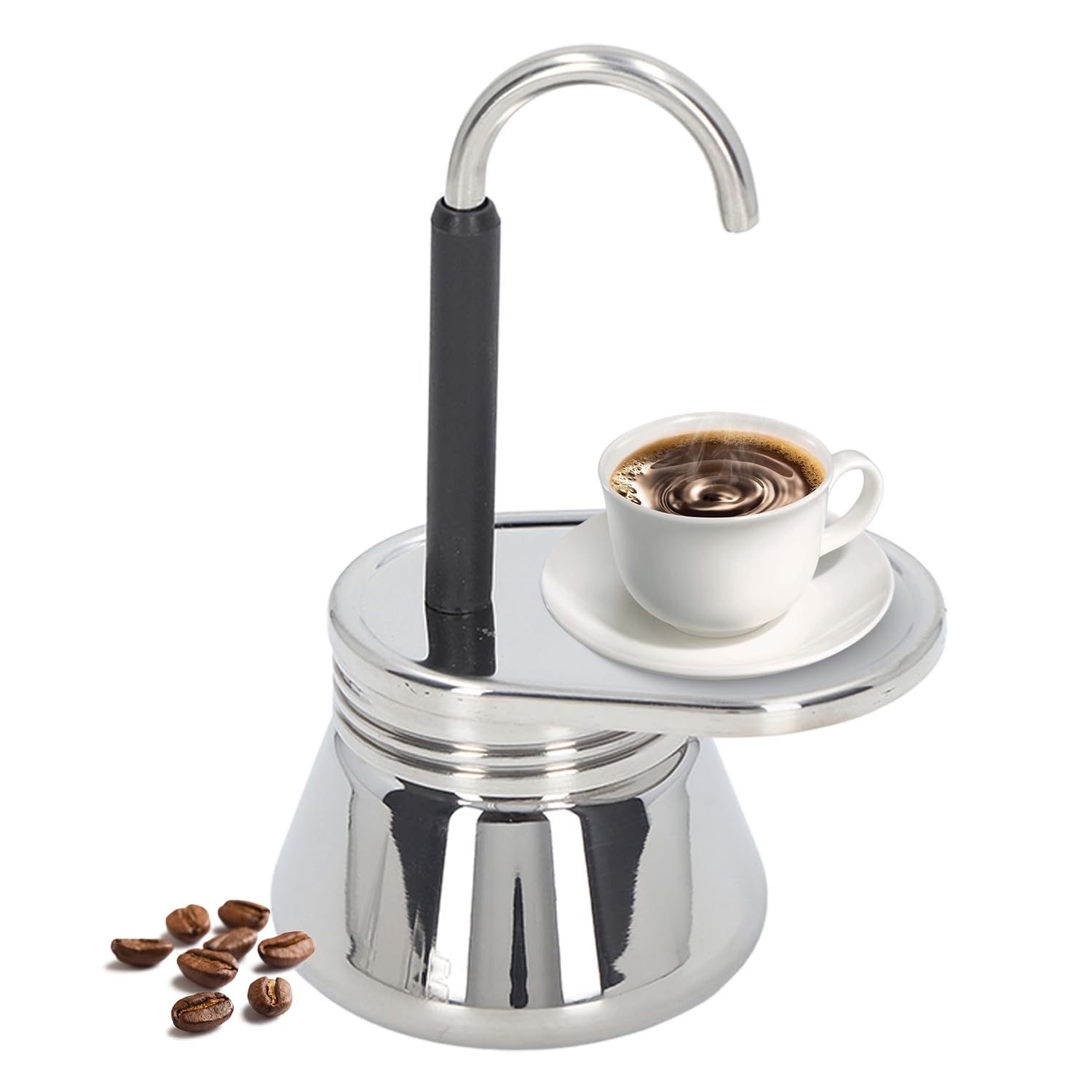 Tissting Cafetière Moka de 6,1 X 3,7 Pouces, Machine à Expresso à Bec Unique en Acier Inoxydable, Portable Moka Express en Acier Inoxydable, Mini Cafetière à Expresso Italienne Machine à Café