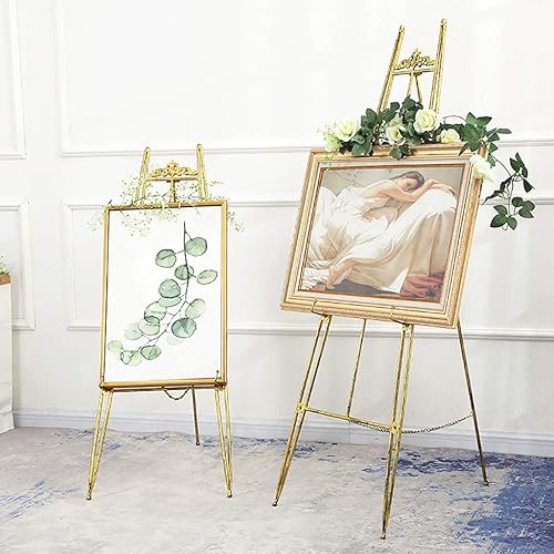 Miniatura 3 de Caballete de estudio de arte de hierro forjado, resistente y duradero, soporte de marco de fotos de pie para boda, bienvenida, exposición comercial