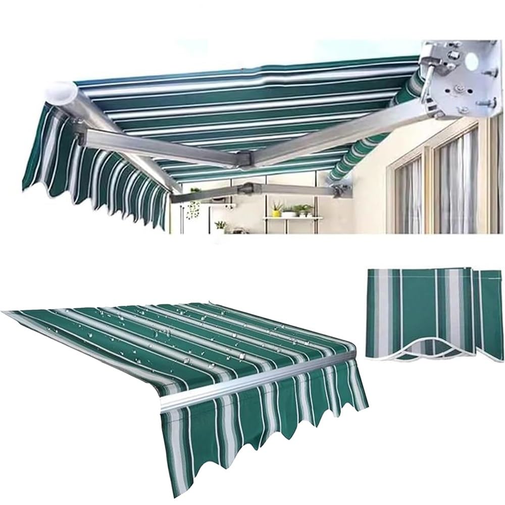 Toile de rechange pour parasol rétractable vert 365x200 cm en polyester