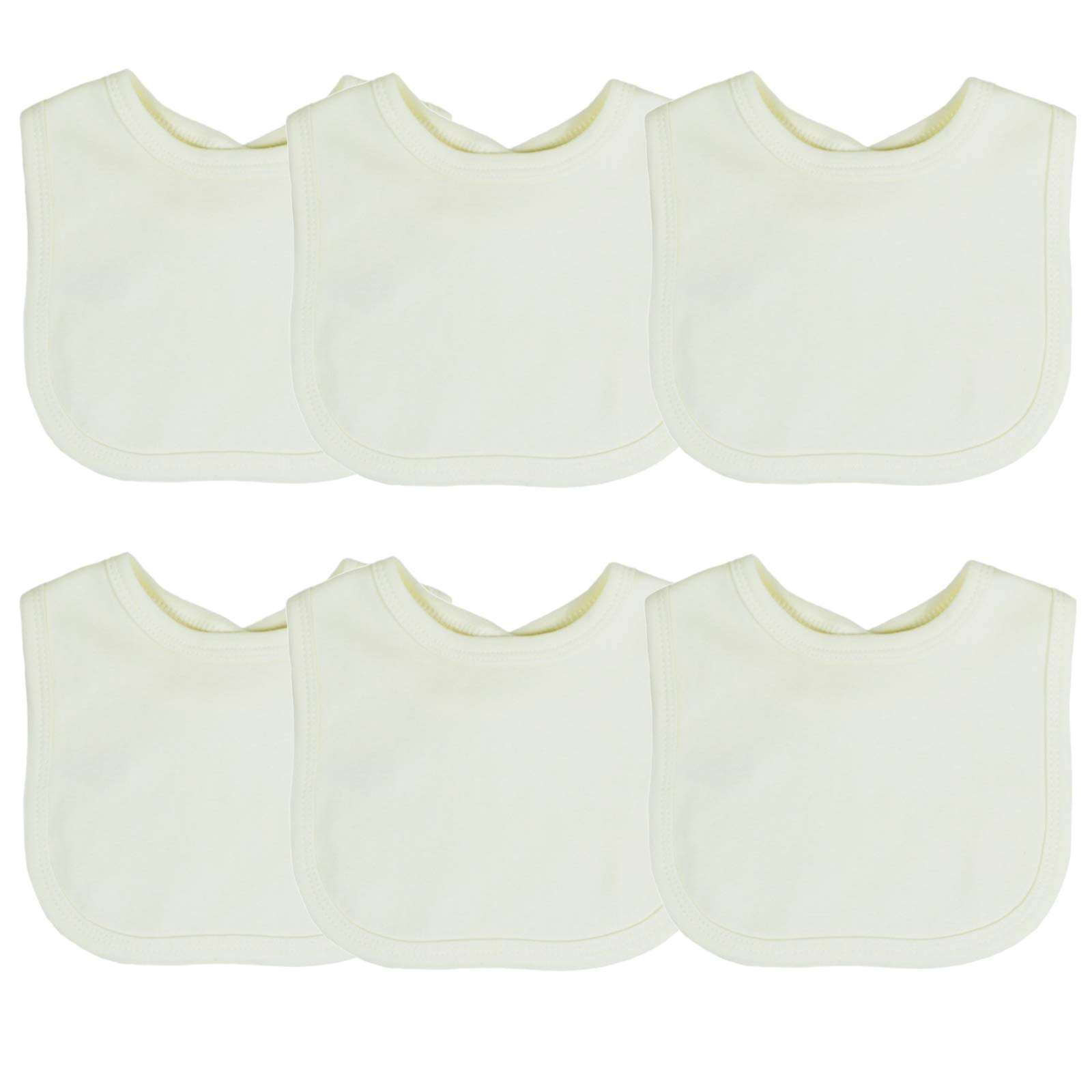 Baby Togs Men's Cream Baby Bibs Plain Cotton For Boy Or Girl, White Pink Blue Grey Black Navy, 3 Or 6 Pack, 6 Pack