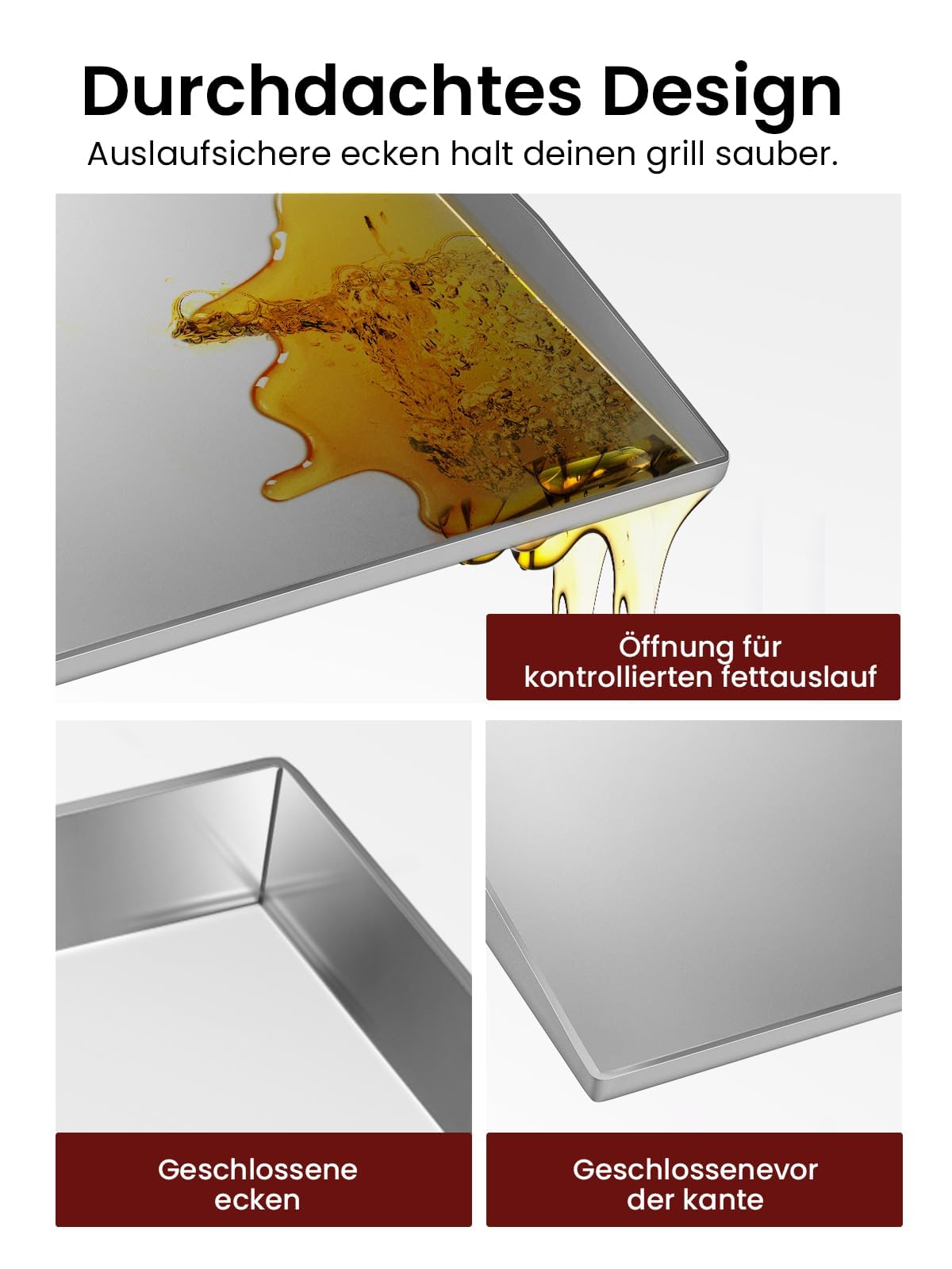 Youyijia Piastra per Barbecue Plancha in Acciaio Inox Massiccio da 4 mm con 2 Griglie e una Spazzola, Griglia a Gas con Angoli Sigillati, Perfetta per Barbecue a Gas e a Carbonella