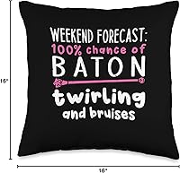 Vista 4 de Baton Dancing Lover Majorette Twirler Gift Idea Pronóstico de fin de semana 100% de probabilidad de baton girar y moretones, 16 x 16 pulgadas