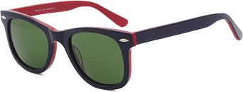 Retro Classic Square Sunglasses for Men Women Retro Style Frame Sunglasses UV400 Protection Driving Fishing Outdoor Anti-Glare Sun Glasses Fashion Acetate Eyewear Men Women Blue Red
