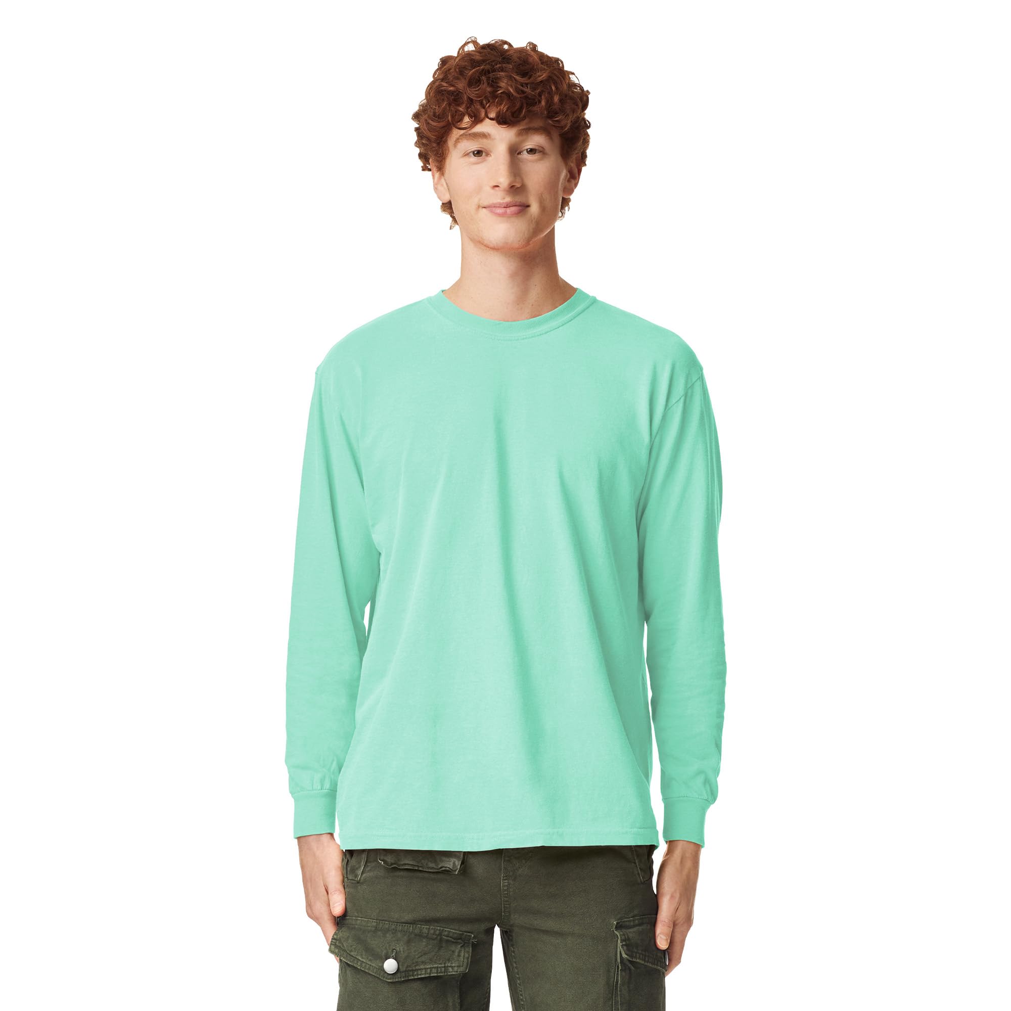 Comfort Colors Unisex-Adult mens6014Adult Long Sleeve Tee, Style 6014 Crewneck Long Sleeve T-Shirt - Green - XXL