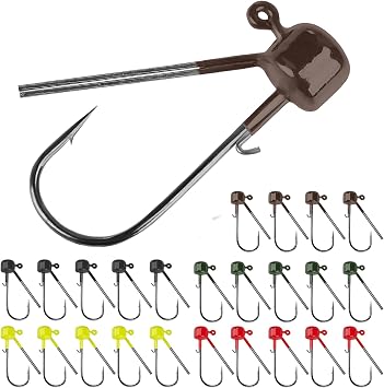 QualyQualy Ned Rig Jig Heads, Ned Rig Baits Kit for Bass Fishing 25PCS Ned Jig Hooks Mushroom Head Jigs Fishing Hooks Weedless Fishing Hooks, 1/8oz 1/6oz 1/5oz