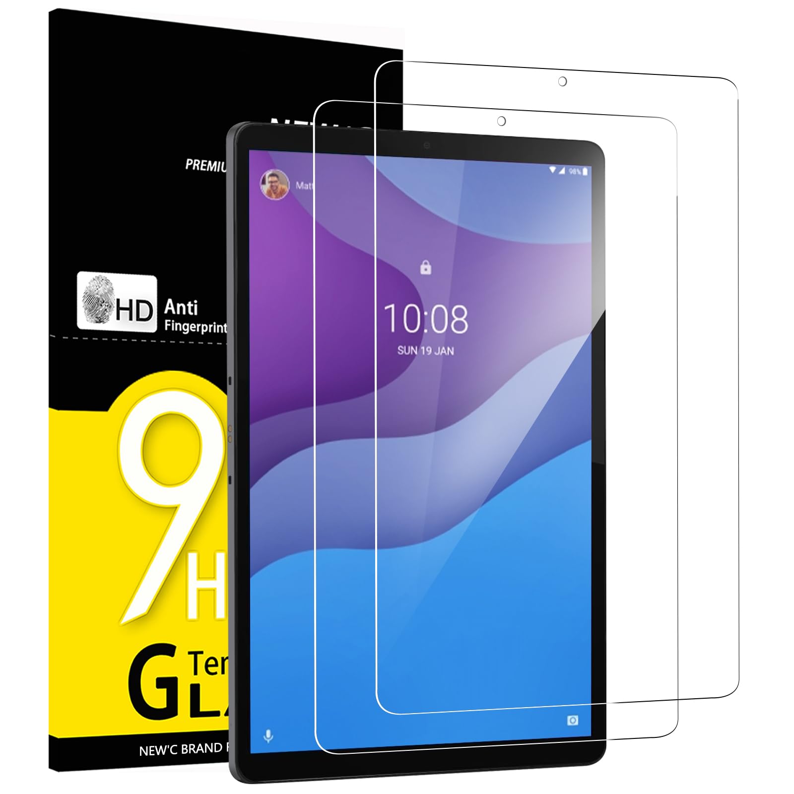 NEW'C Pellicola Protettiva per Lenovo Tab M10 HD 2ª generazione 10,1 Pollici Vetro Temperato 9H 0,33mm