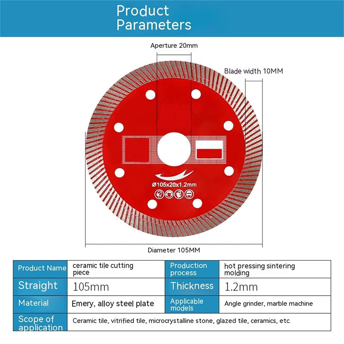 Ultra-Fine Corrugated Tile Cutting Discs Master, Super Thin Dry Wet Cutting Disc Applicable Angle Grinder, 105mm Blade Disc Angle Grinder, Cutting Porcelain Tile Granite Marbles Diamond (10Pcs)