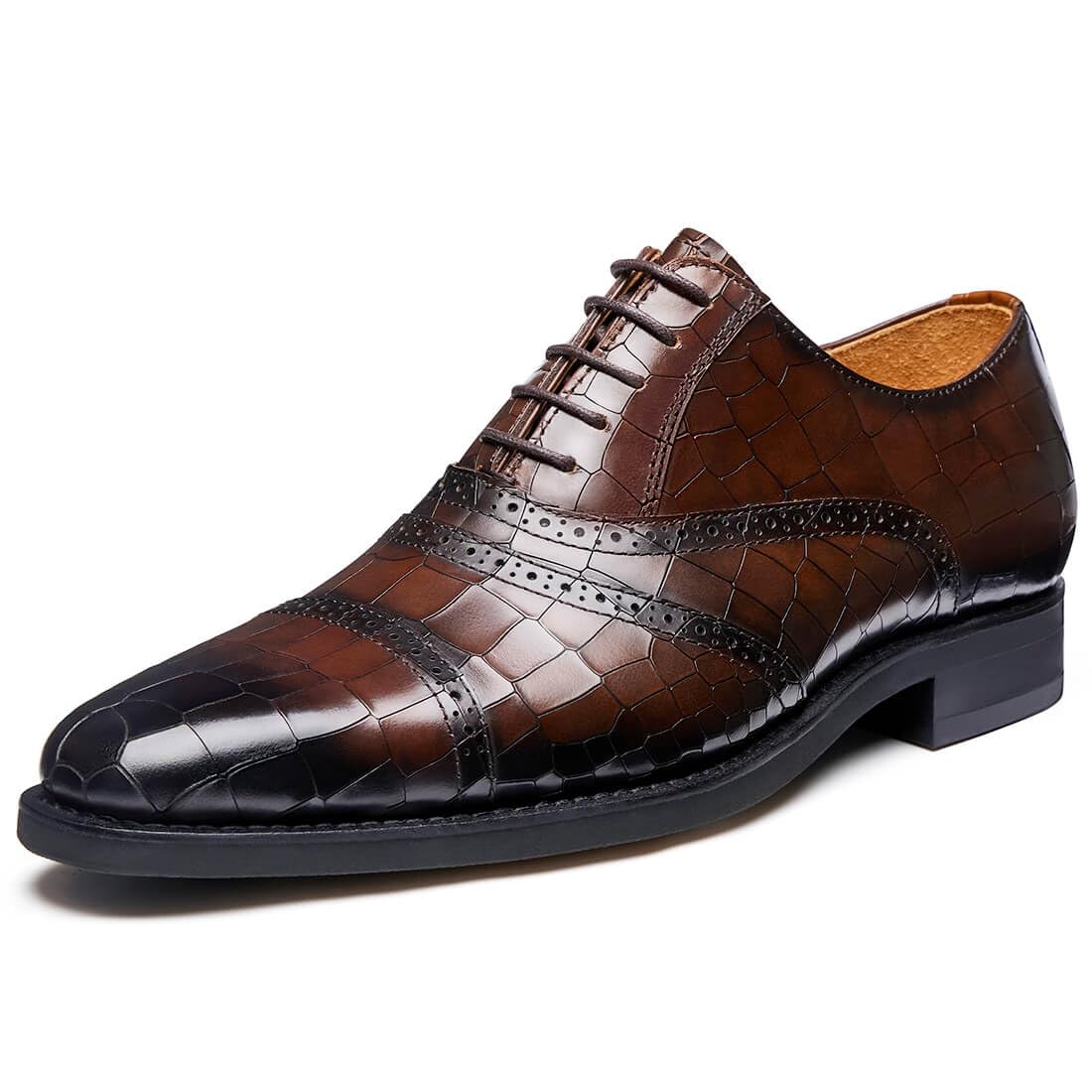 Jepsen Gord Men's Dress Shoes Genuine Leather Oxfords Luxury Formal Business Suit Shoes with Blake Rapid Stitch