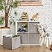 EZOWare Set of 4 Large Folding Storage Baskets, Collapsible Fabric Organizer Cubes Bin Boxes Set With Handles for Baby Kids Nursery Room Home Closet Drawers - 13 inch / Dark Gray
