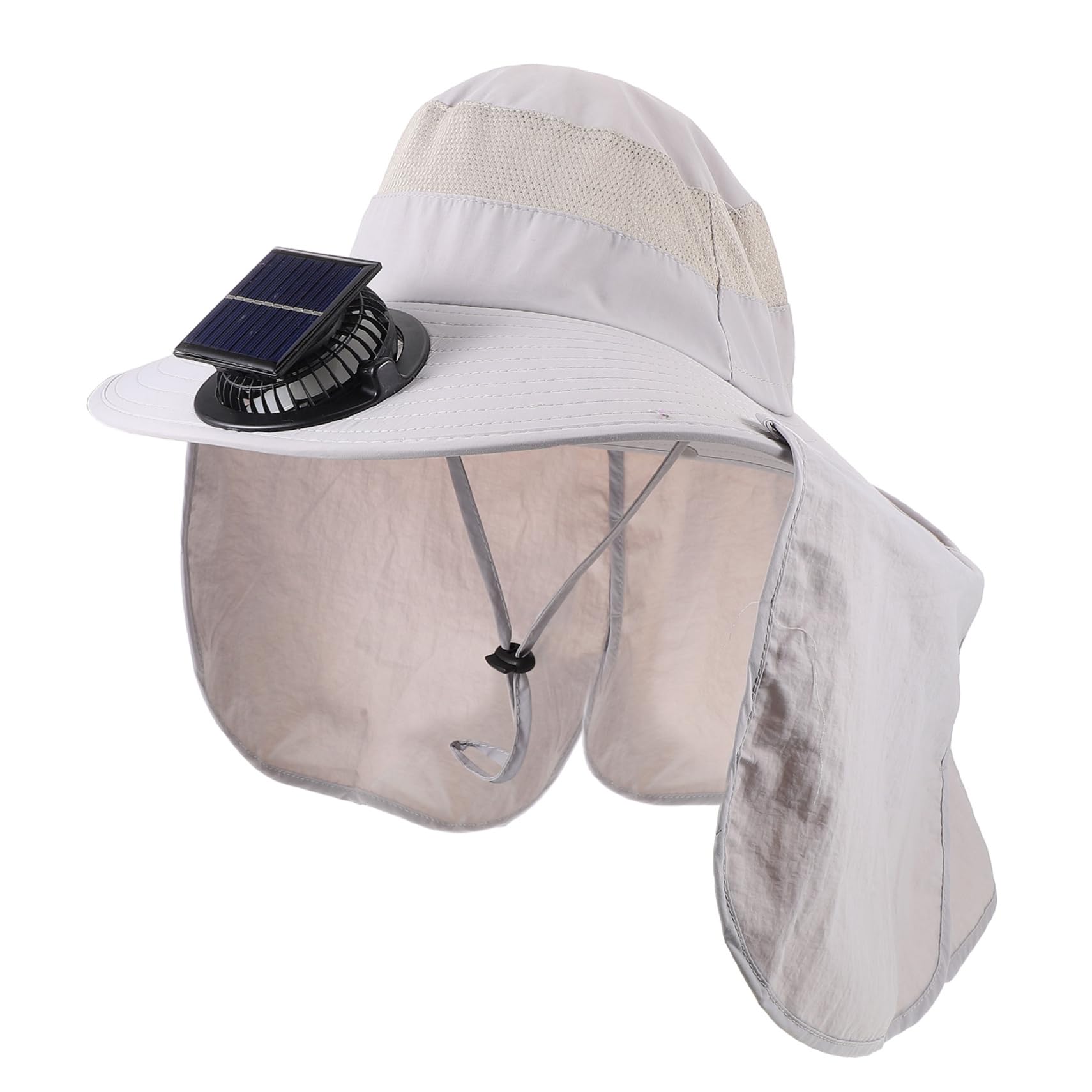 Cappello da Pesca a Tesa Larga con Ventola Solare, Estivo | Protezione UV con Copricollo Integrato, per Vacanze Estive, Giardinaggio e Hiking All'aperto