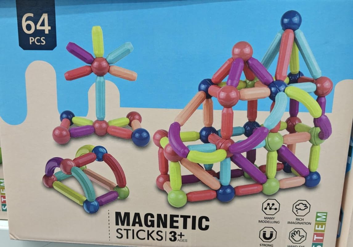 EUPHORIA Rk Toys 64 pcs Colorful Magnetic Sticks and Balls Sets 3D Construction Building Blocks Magnet Stacking Toys for Kids (Multicolor) (B0D5MJHTZV) Amazon Price History, Amazon Price Tracker