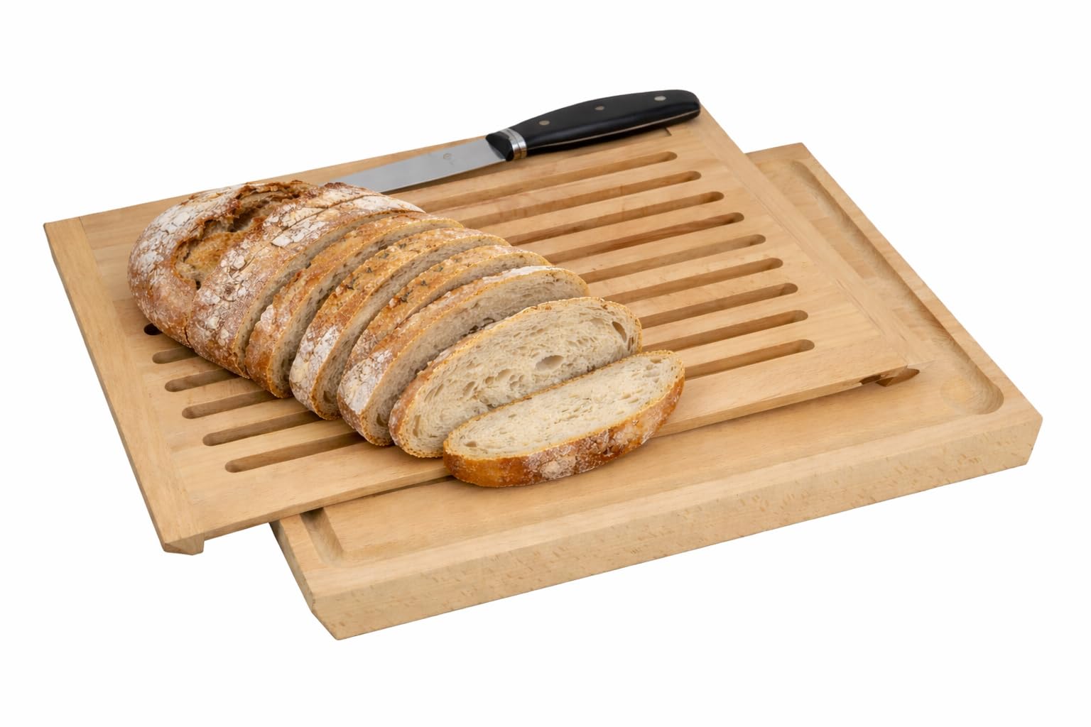 Brotschneidebrett mit Krümelrost - 2-teiliges Praktisches Krümelfach Brotbretter Holz Schneidebrett mit Auffangschale