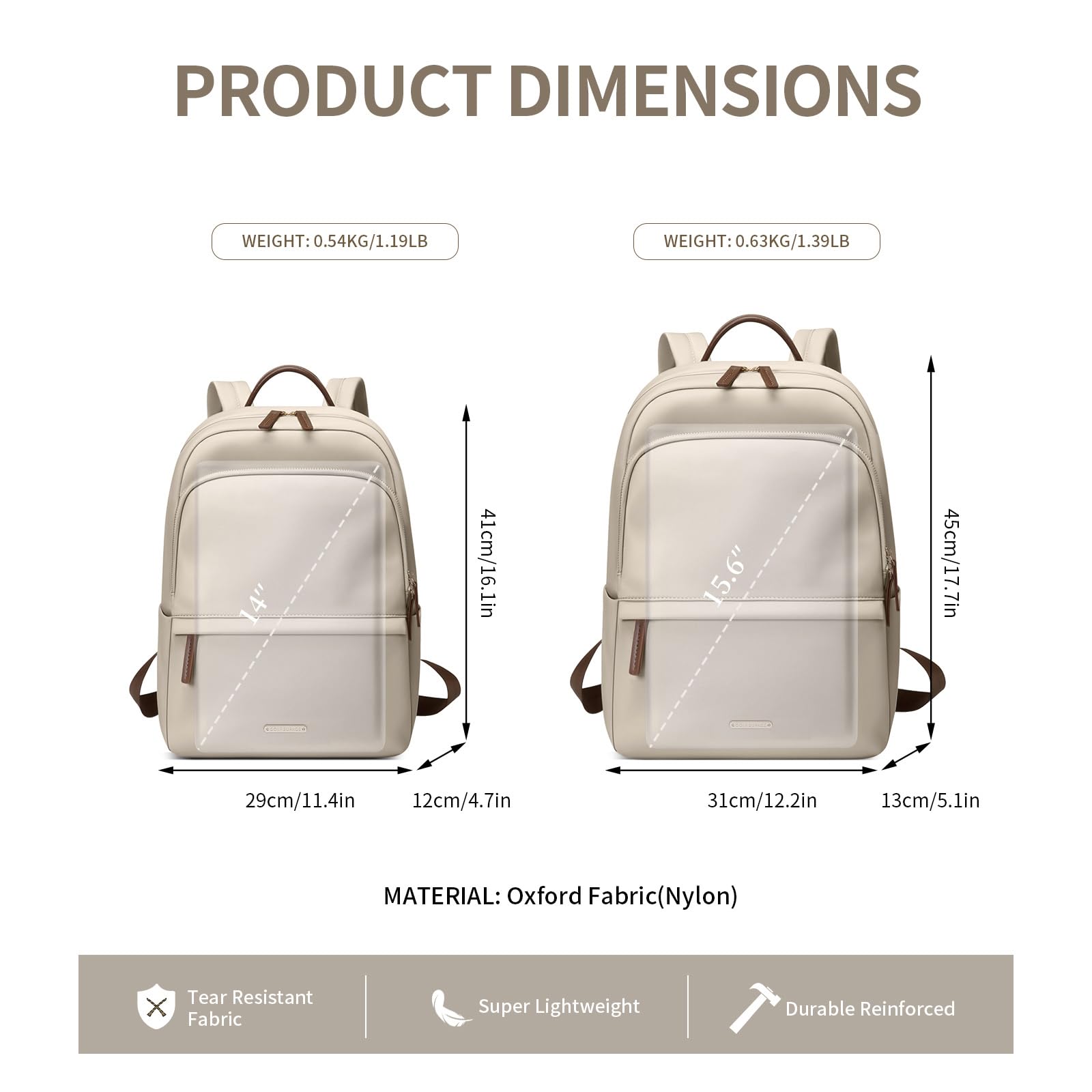 GOLF SUPAGS Sac à Dos pour Ordinateur Portable pour Femmes Sac D'ordinateur Mince Travail Voyage Collège Loisirs Sac à Dos pour Ordinateur Portable Sac à Main