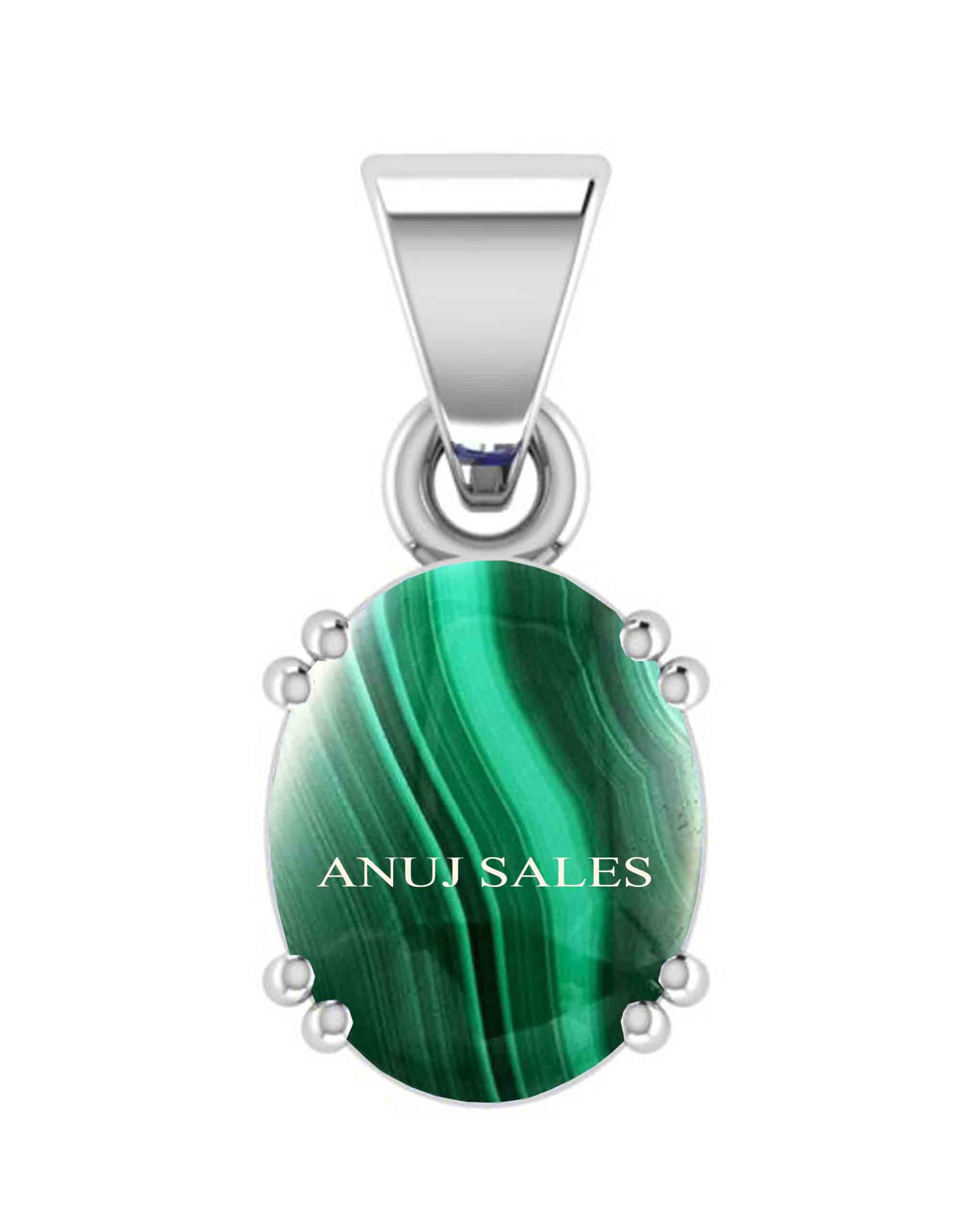 anuj sales 10.25 Ratti 9.00 Carat Malachite Pendant Stone Dana Phirang Silver Pendant for Men Women-picture-32