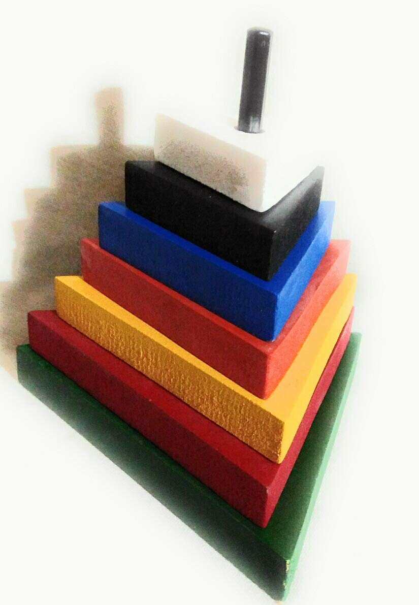 FUTUREZ KEY� Wooden Rainbow Stacking Tower,7 Pcs Triangle Puzzle Tower, Educational Toy Helps Kids Recognise and Sizes