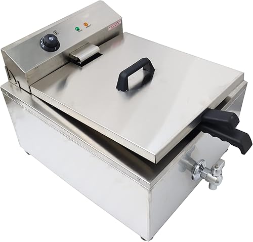 PreAsion Freidora eléctrica de 110 V 2 KW para tortas, freidora de pastelería, dona, comercial, de acero inoxidable, encimera, de un solo tanque con