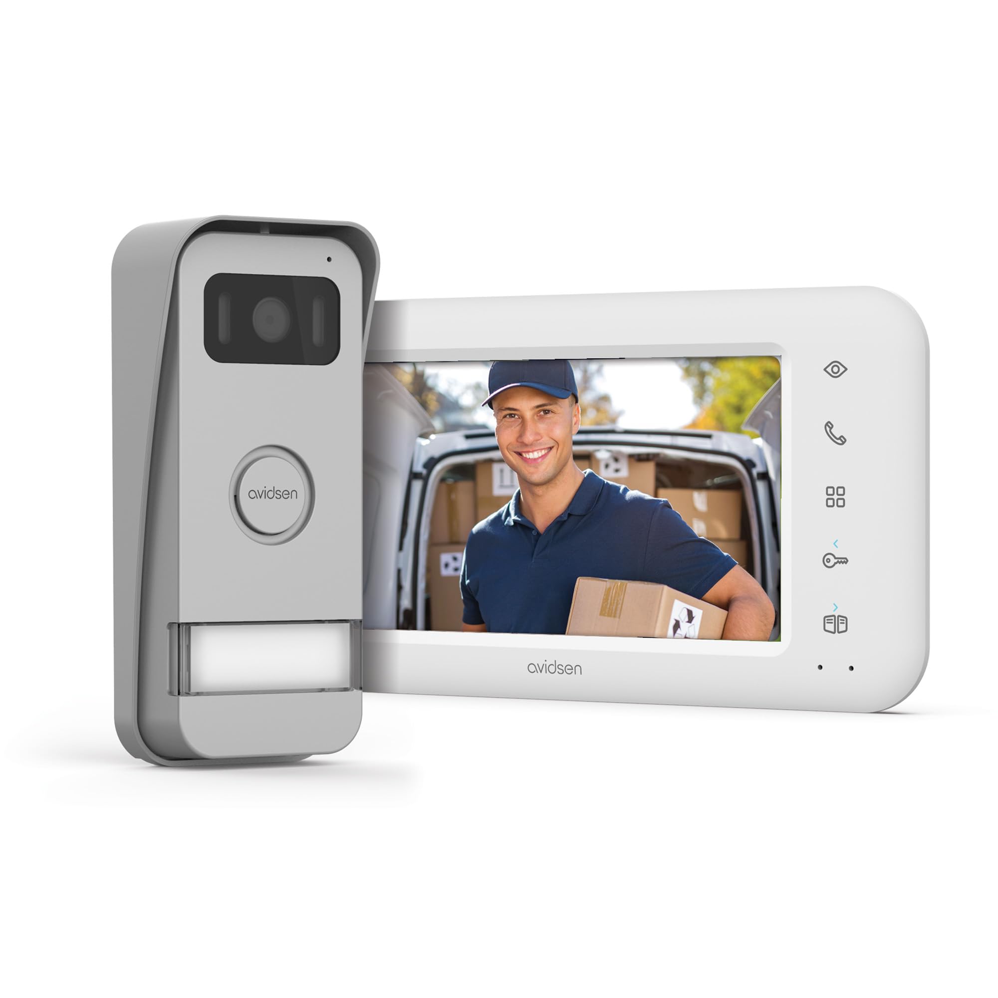 Avidsen Home Elia Smart 2, Visiophone Filaire Connecté 2 Fils, Écran 7 Pouces, Interphone Vidéo WiFi 2.4/​5GHz, Application Smartphone, Ouverture Portail Et Portillon, Vision Nocturne