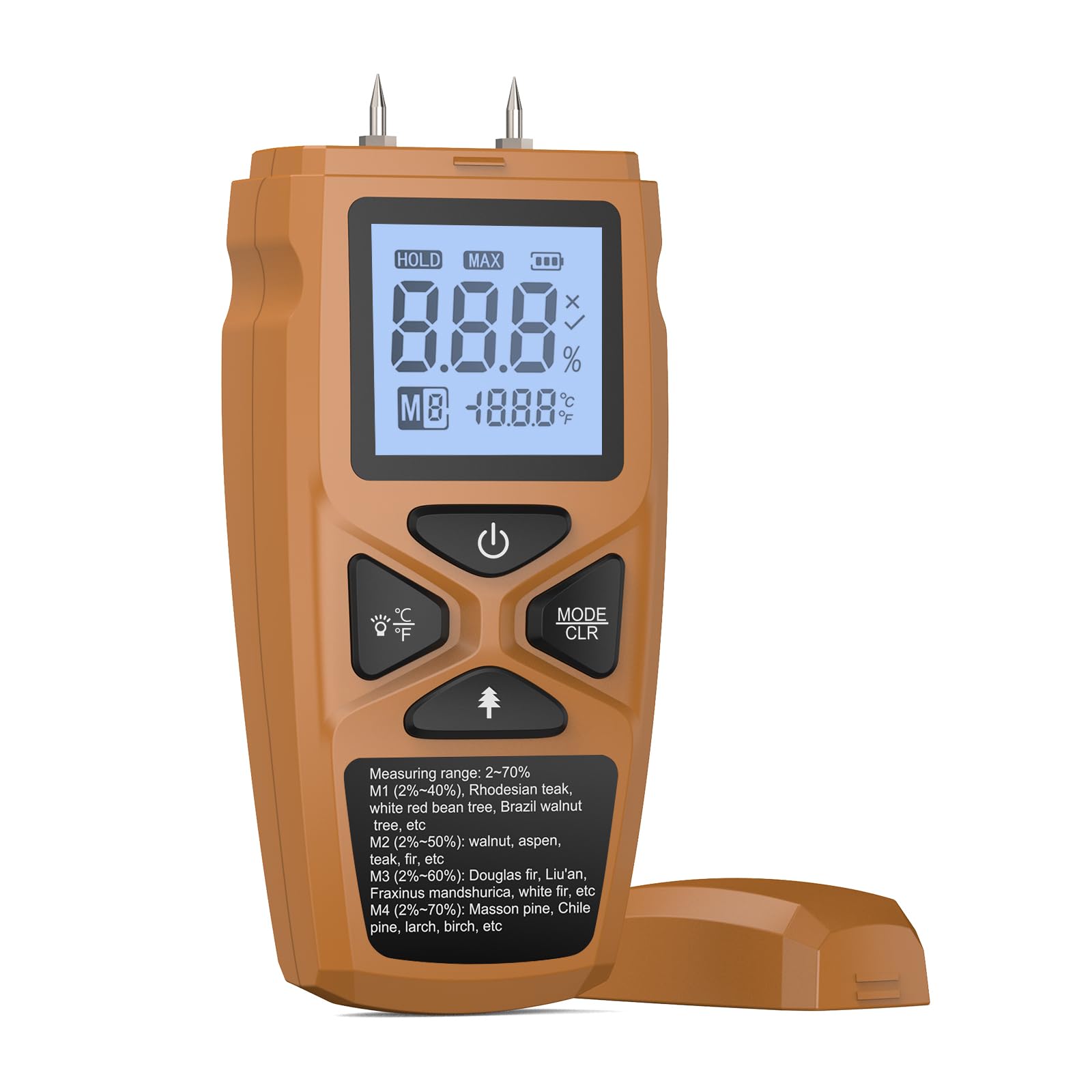 Wood Moisture Meter Firewood Moisture Detector Two Pins Digital Wall Moisture Detector Damp Detector Tester for Wood Walls Firewood Logs Floor Lumber Humidity Detector Tool (Yellow)