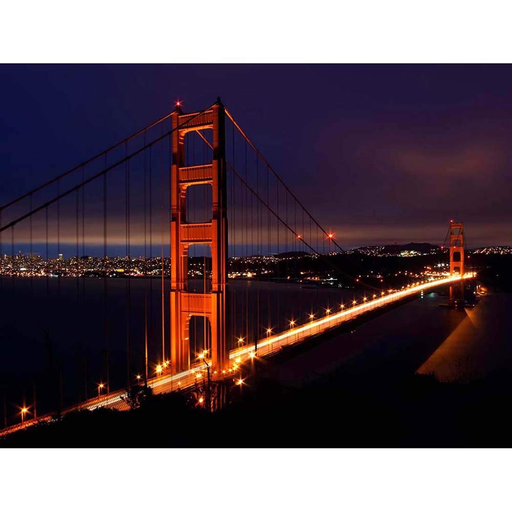 Wee Blue Coo Golden Gate Bridge Night San Francisco Art Print Poster Wall Decor 12X16 Inch