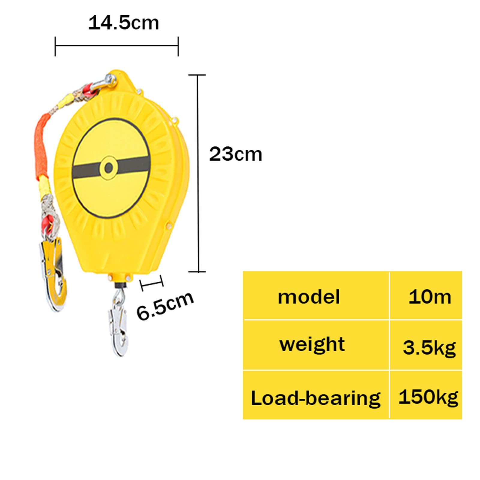 Dispositivo Anticaídas Retráctil, 3-20m, Arnes de Seguridad Anticaídas con Cuerda de Seguridad Retardante de Llama, Anticaídas Retráctil de Cable para Trípode Andamio Construcción a Gran Altitu