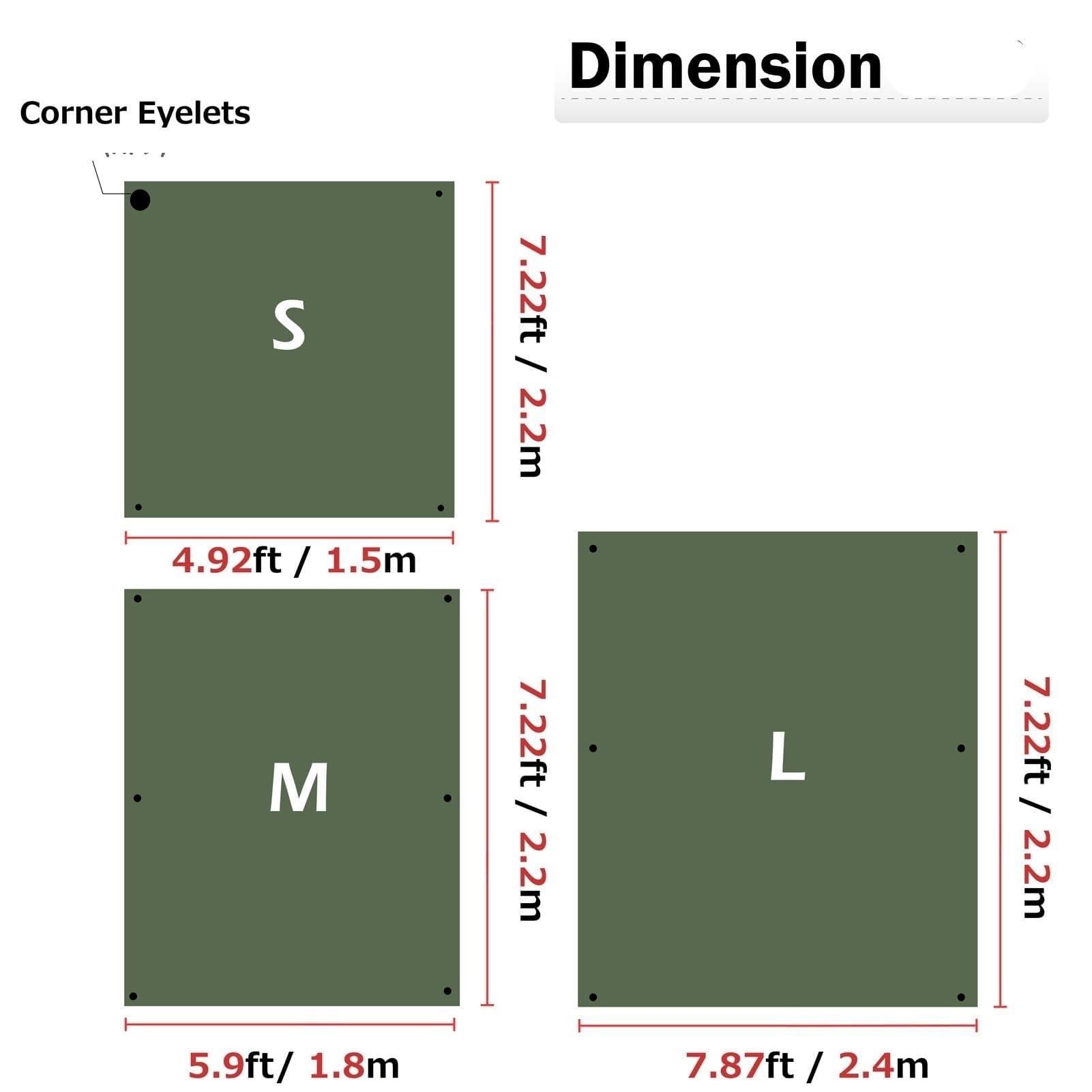 Sunshade Sail 2pcs Waterproof Camping Tent Tarp Hammock Rain Fly Footprint Ground Cloth Shelter Sunshade Beach Picnic Blanket Mat for Outdoor for Home (Green 1.8M)