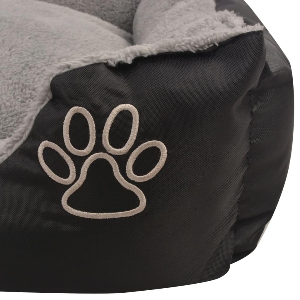 Cama para perros tamaño M negro 65 x 48 x 18 cm cama para mascotas con cojín acolchado de piel sintética para perros y gatos, tela Oxford antideslizante para interiores y cajas de transporte