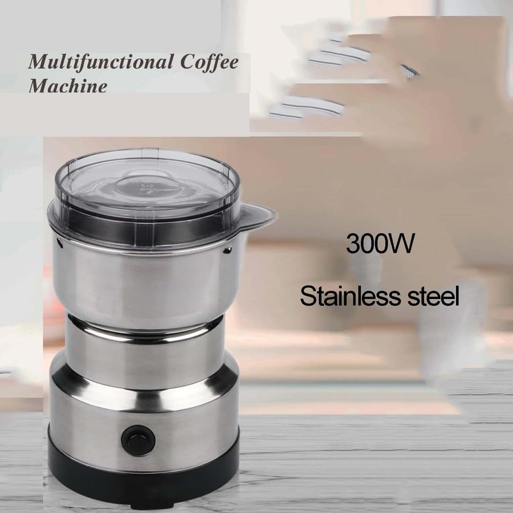 Electric Coffee Grinder, 300W, with Stainless Steel Blades for Beans, Spices, Herbs, One-Touch Operation, Washable Design, 50+ Ingredients Capacity