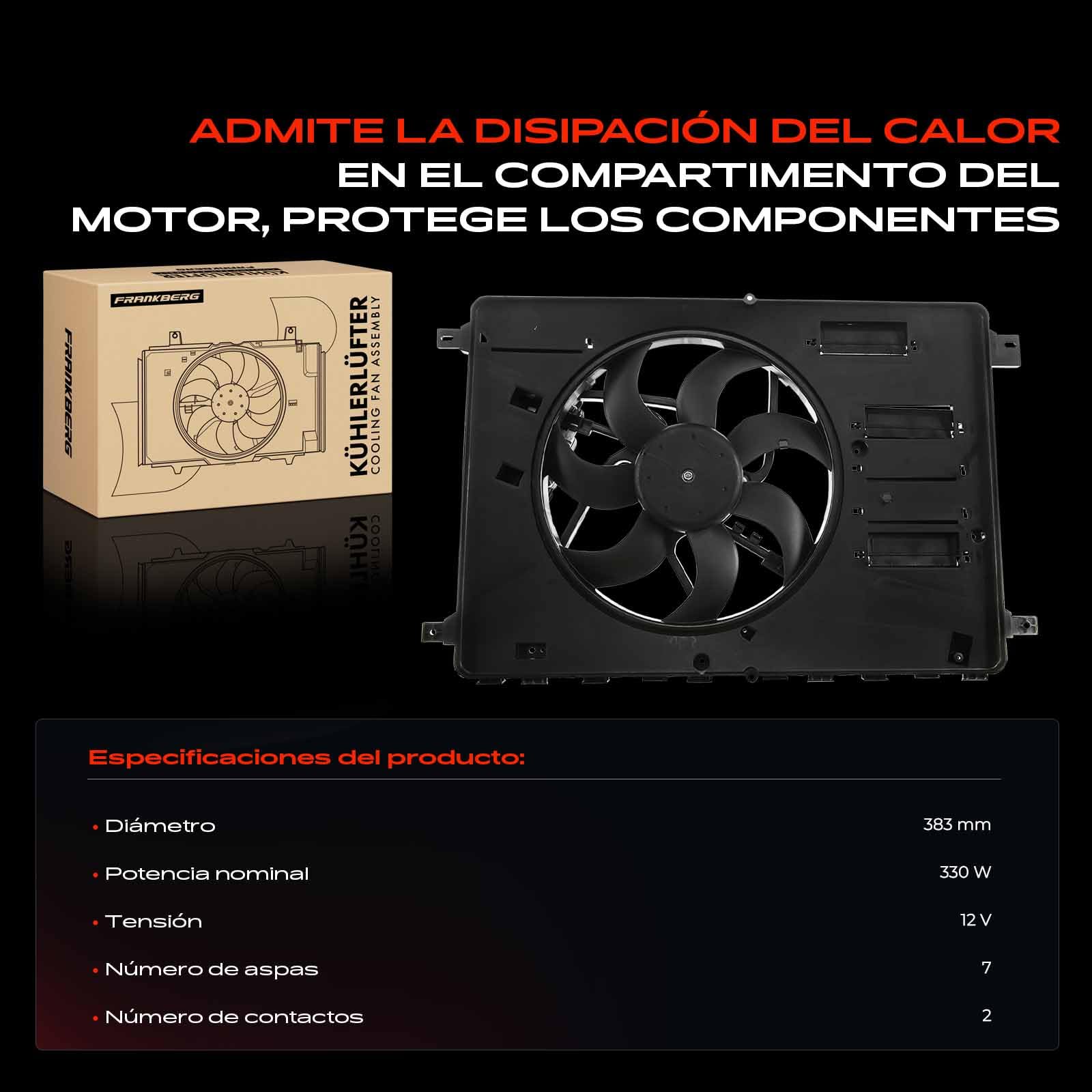 Frankberg Ventilador del radiador Rueda del ventilador Radiador de agua