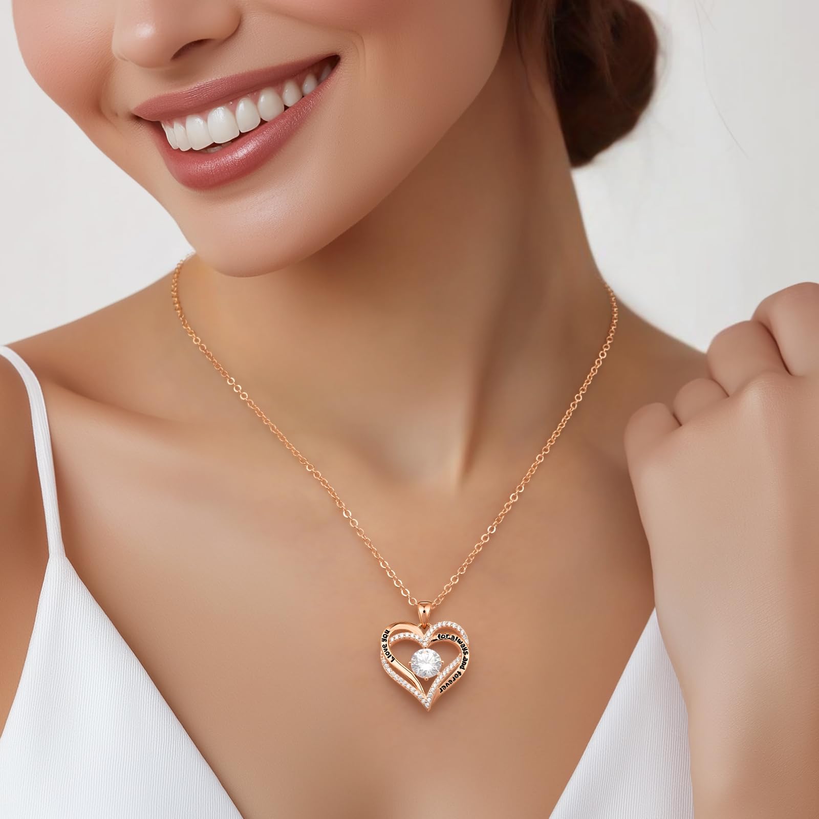 CDE Kette Damen Herz Anhänger Halskette für Frauen Schmuck Geburtstags Geschenk für Sie Freundin Weihnachten Valentinstag Muttertags Geschenk Hochzeit Jubiläum