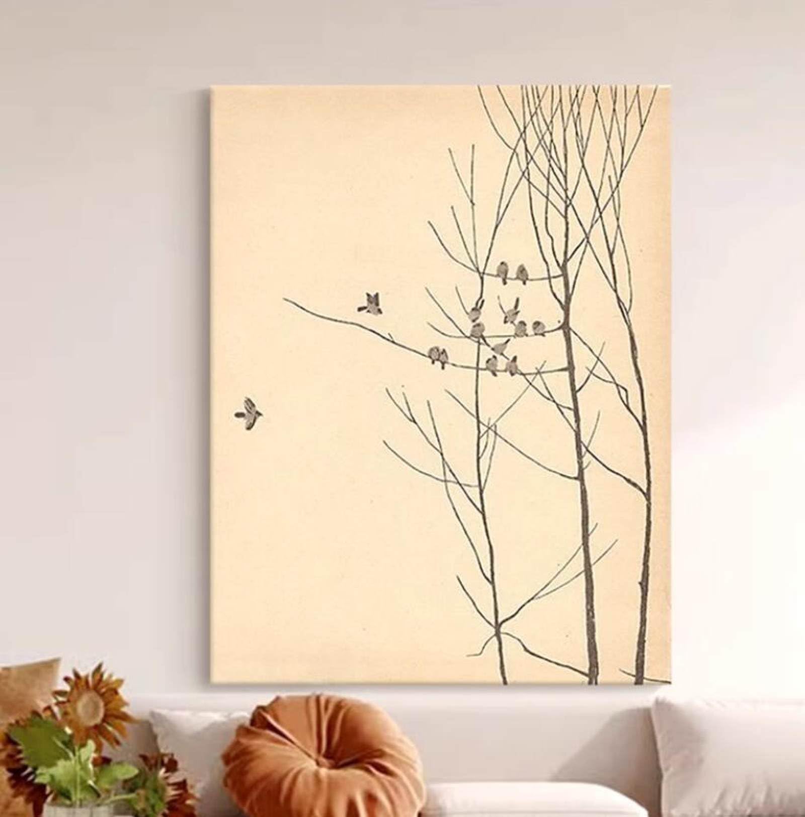 Peinture à l'huile oiseau abstrait grand format pour salon