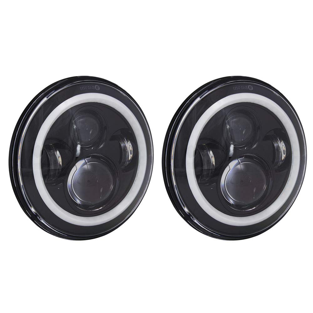 Upgraded 7 Inch Round LED Headlight With RGB Halo Ring For Jeep Wrangl