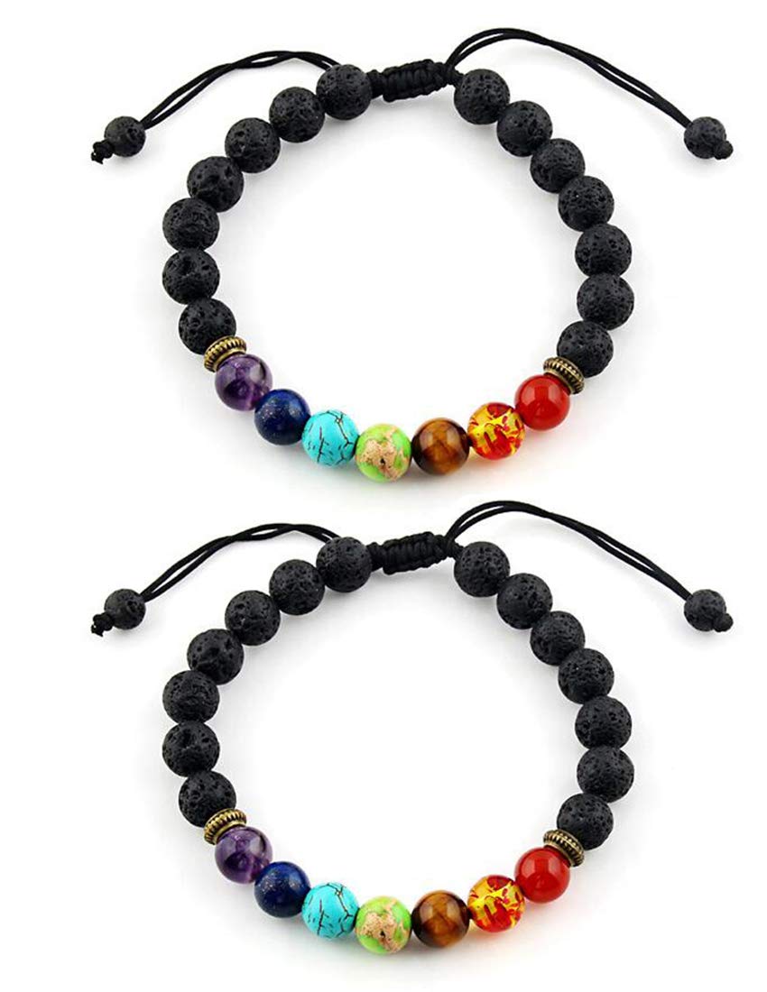 2Pcs Lava Bracelete Essential Oil Diffuser Yoga Meditation Bracelet for Women