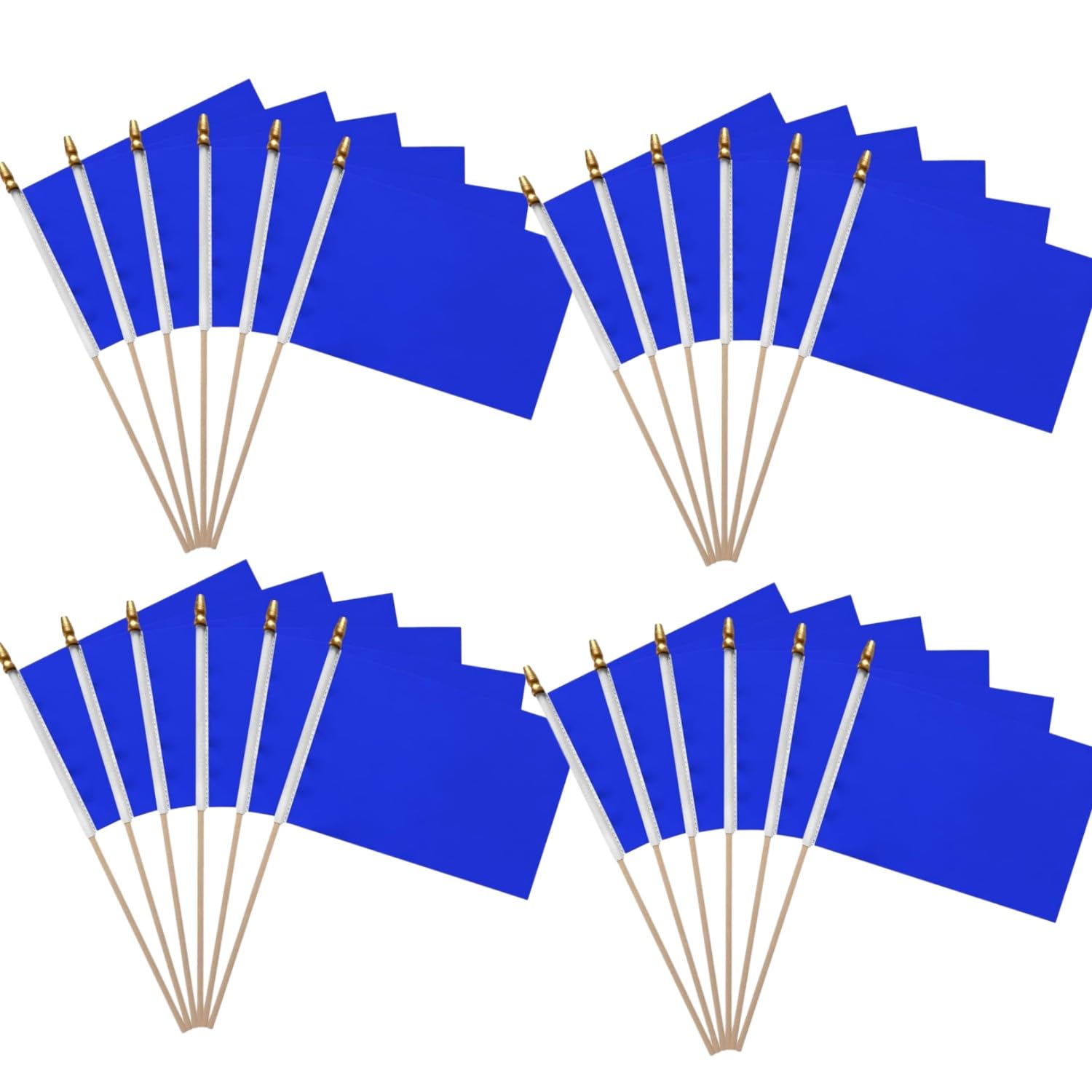 Wooden Sticks - 20 Packs Small Flags Blue Hand-hold Mini Flag Solid DIY Graffiti Banner Referee Flag Party Parade Celebration Sports Kindergarten School Events Festival