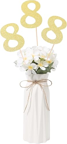 10 centros de mesa dorados de doble cara para mesas, decoración de pasteles de ocho años con purpurina para decoración de fiesta de cumpleaños de