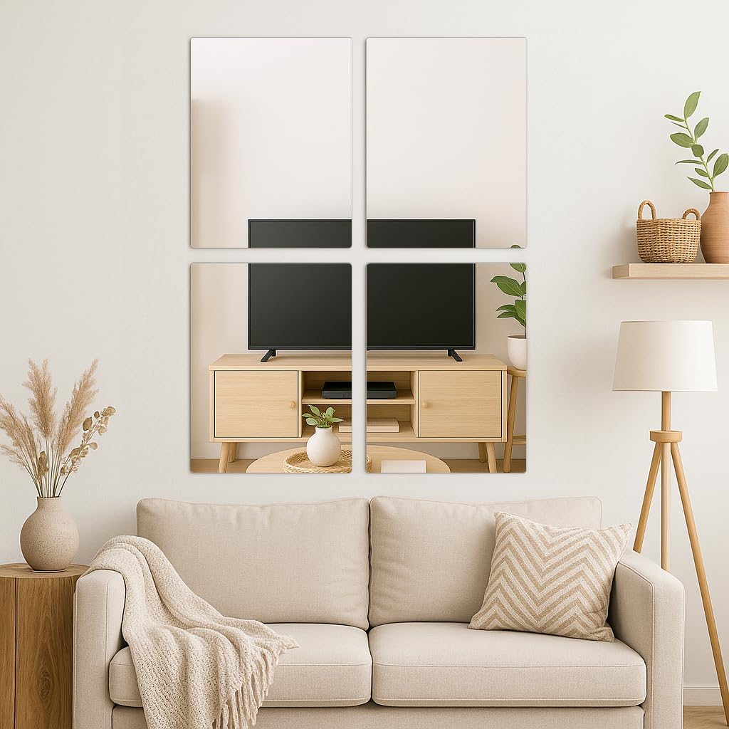 B&Q -  Self Adhesive Glass Wall Mirrors30 X 40CmPack Of 4